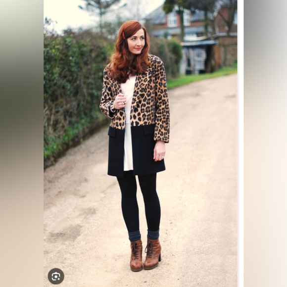 EUC Zara Leopard Colorblock Coat - Picture 2 of 6